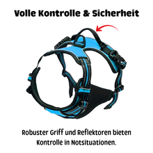 Lade das Bild in den Galerie-Viewer, Hundegeschirr mit robustem Griff und Reflektoren für Kontrolle und Sicherheit, Farbe Blau