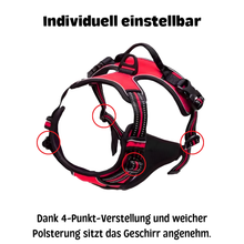 Lade das Bild in den Galerie-Viewer, Hundegeschirr mit 4-Punkt-Verstellung, individuell einstellbar, Farbe Rot
